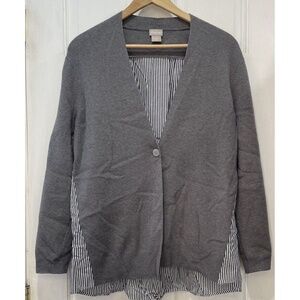 Chico’s Gray 1-Button Mixed Media Cardigan Shirt Chico’s Size 1 US Size Medium
